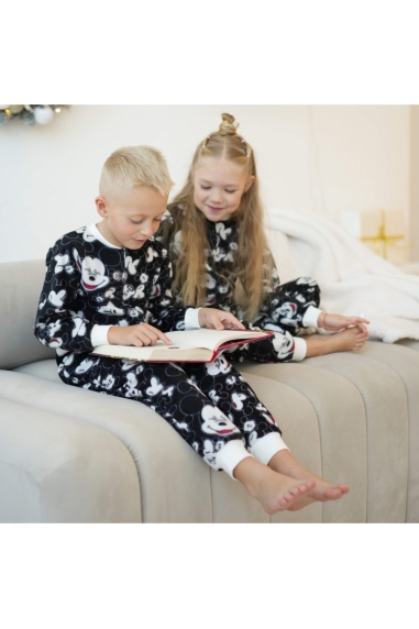 Піжама-комбінезон для дівчинки Киці білий мікрофліс - 1