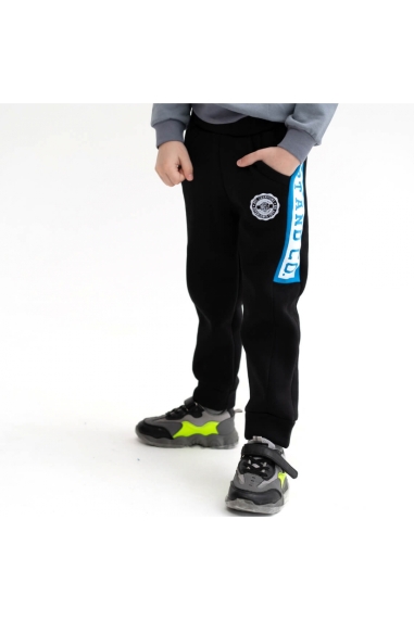 Штани для хлопчика чорний тринитка на флісі - 1