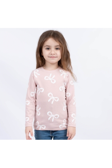 Лонгслів для дівчинки Бантики пудра двонитка