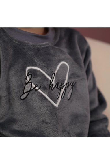 Піжама тепла для дівчинки Лео сірий велсофт - 1