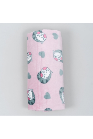 Пухнастий плед ясельний Киці рожевий велсофт