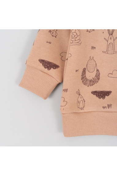 Теплий джемпер для малят Лісові Звірята карамель тринитка на флісі - 2