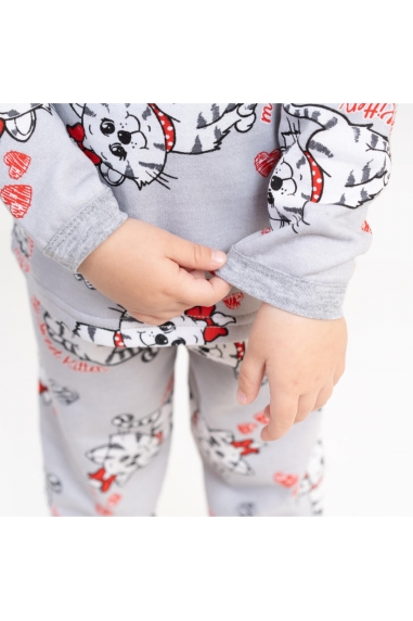 Піжама для дівчинки Білі Киці сірий начіс (футер) - 1