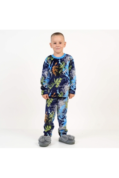 Піжама для хлопчика Діно синій велсофт