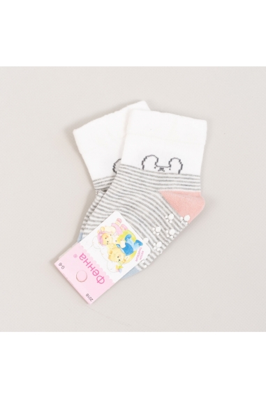 Шкарпетки з антіковзанням для малят біло-сірий бавовна