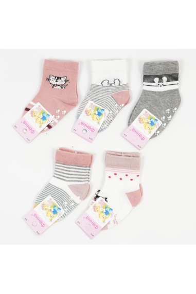 Шкарпетки з антіковзанням для малят біло-сірий бавовна - 1