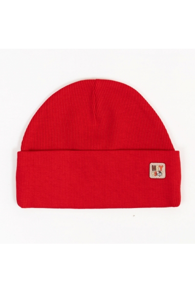 Шапка для хлопчика червоний рубчик преміум