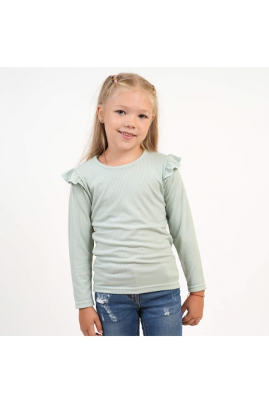 Блуза  для дівчинки однотонна ментол рубчик-мустанг
