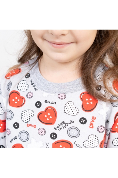 Піжама  для дівчинки Сіра Гудзики сірий меланж начіс (футер) - 2