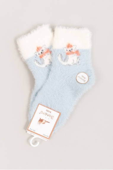 Шкарпетки пухнасті для дівчаток блакитний ангора