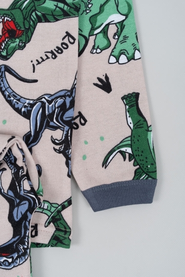 Піжама для хлопчика Dinosaurs бежевий начіс (футер) - 1