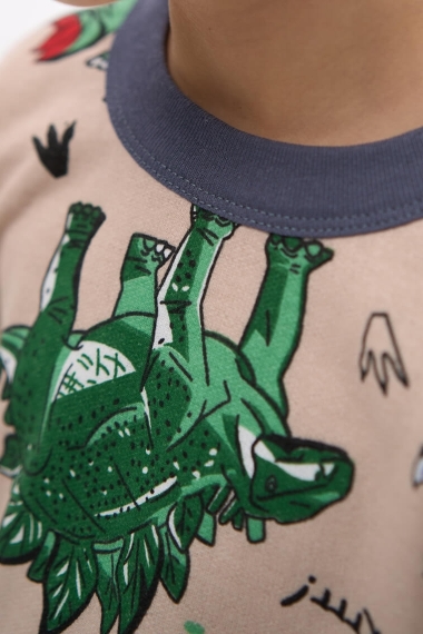 Піжама для хлопчика Dinosaurs бежевий начіс (футер) - 3