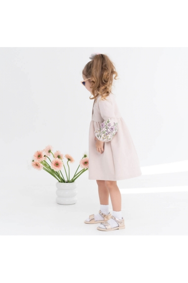 Сукня для дівчинки Квіти бежевий двонитка - 1