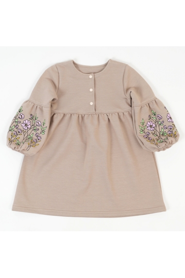 Сукня для дівчинки Квіти бежевий двонитка - 5