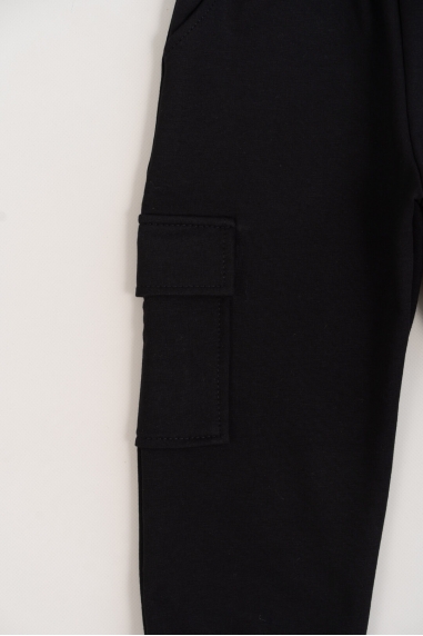 Спортивні джогери карго для хлопчика темно-синій двонитка - 1