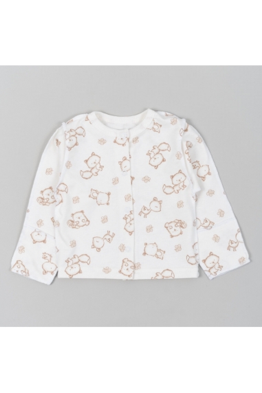 Кофтинка для новонароджених молочний Звірята начіс(футер)