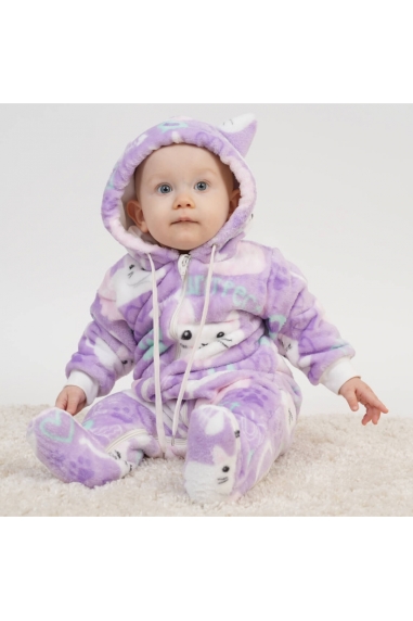 Пухнастий комбінезон бузковий велсофт - 2