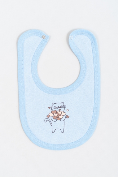 Слинявчик дитячий Котик блакитний начіс (футер)