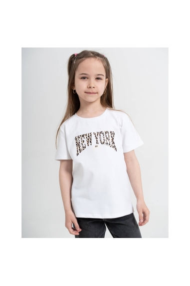 Футболка для дівчинки білий стретч-кулір