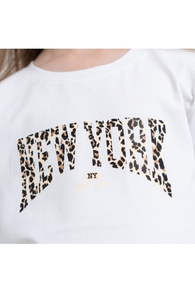 Футболка для дівчинки білий стретч-кулір - 2