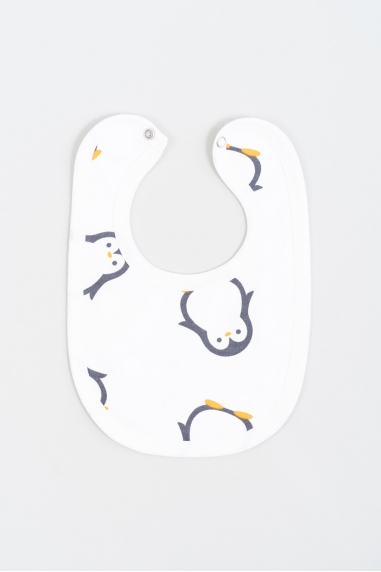 Слинявчик дитячий Пінгвіни молочний начіс (футер)