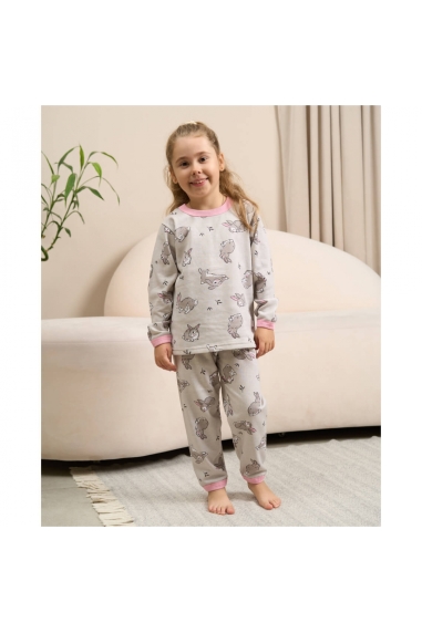 Піжама для дівчинки Зайки бежевий начіс (футер)
