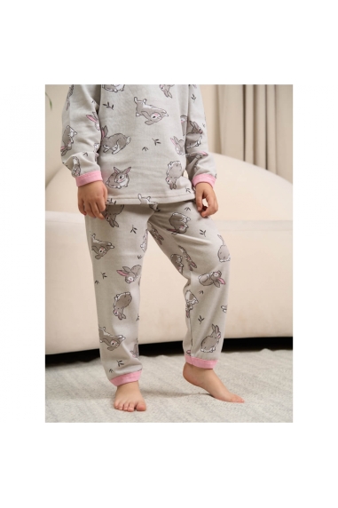 Піжама для дівчинки Зайки бежевий начіс (футер) - 3