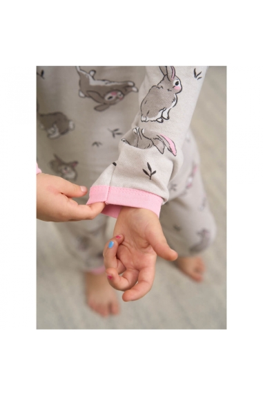 Піжама для дівчинки Зайки бежевий начіс (футер) - 6