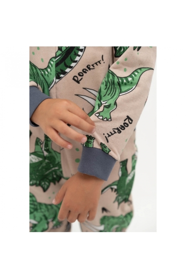 Піжама-комбінезон для хлопчика Зелені Діно ментоловий начіс (футер) - 2