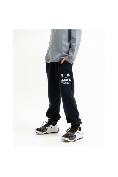 Штани для хлопчика темно-синій двонитка - 1