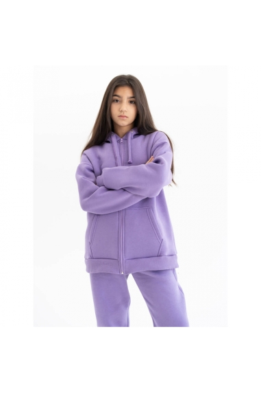 Костюм для дівчинки бузковий тринитка на флісі - 2