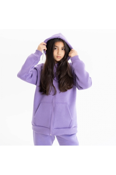 Костюм для дівчинки бузковий тринитка на флісі - 3