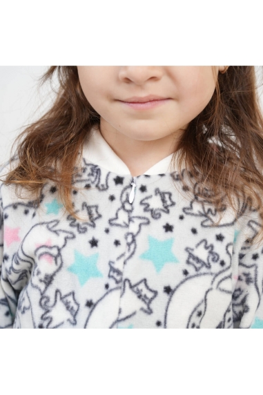 Піжама-комбінезон для дівчинки Киці білий мікрофліс - 2