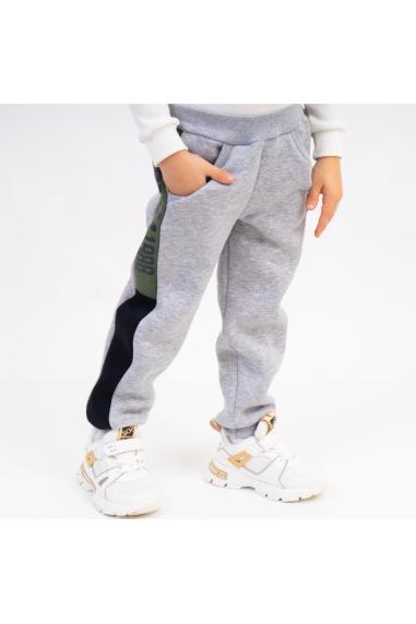 Штани для хлопчика теплі сірий тринитка на флісі