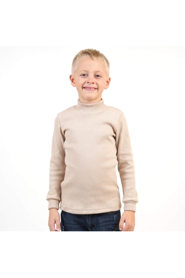 Гольф для хлопчика бежевий щільний рубчик з начісом