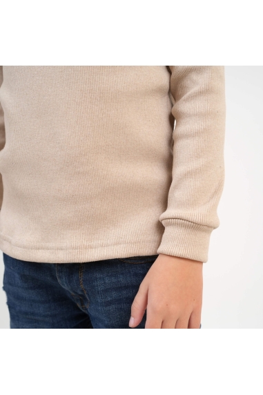 Гольф для хлопчика бежевий щільний рубчик з начісом - 1