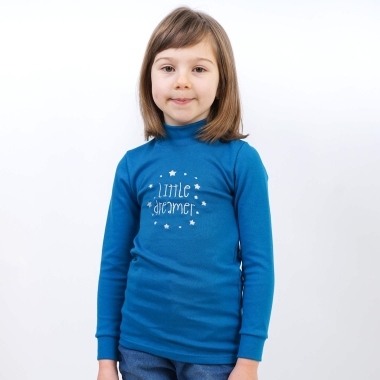 Гольф  для дівчинки Little Dreamer індиго стретч начісний