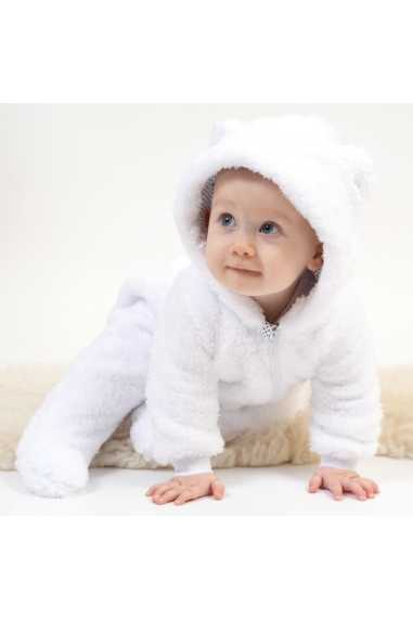 Комбінезон для новонароджених Ведмедик білий велсофт