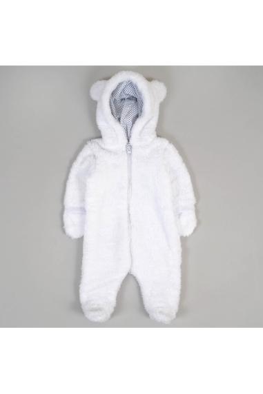 Комбінезон для новонароджених Ведмедик білий велсофт - 1