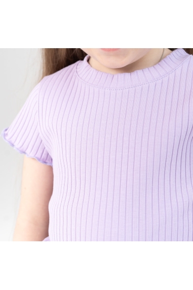 Футболка для дівчинки бузковий рубчик - 1