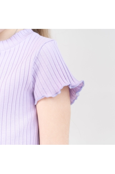 Футболка для дівчинки бузковий рубчик - 3