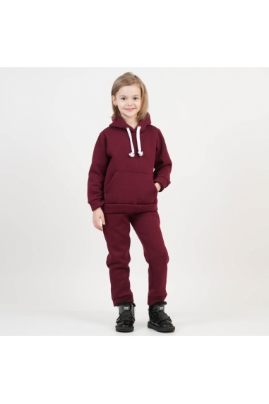 Костюм теплий для дівчинки бордо тринитка на флісі