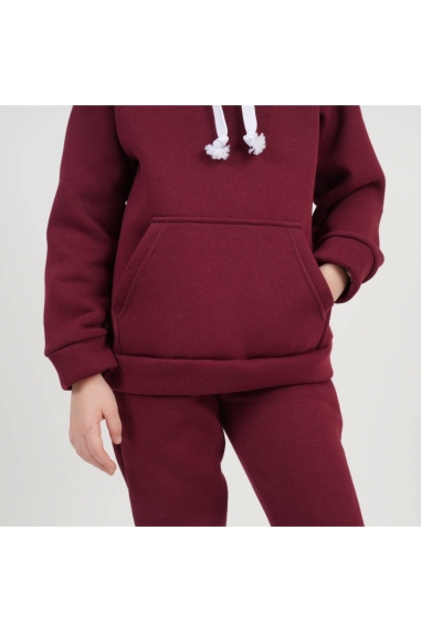 Костюм теплий для дівчинки бордо тринитка на флісі - 1