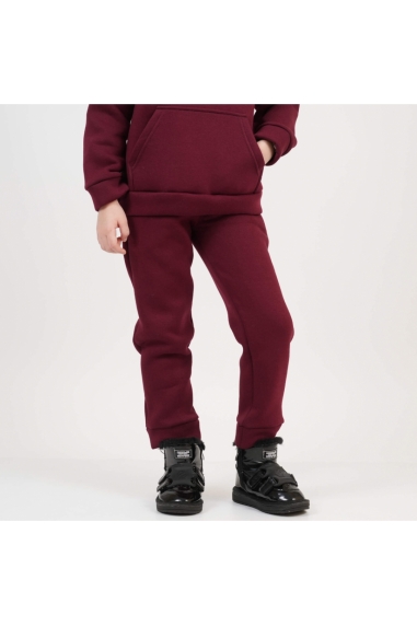 Костюм теплий для дівчинки бордо тринитка на флісі - 2