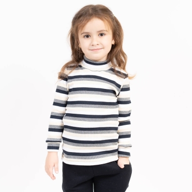 Гольф теплий в полоску  для дівчаток жовтий рубчик з начісом