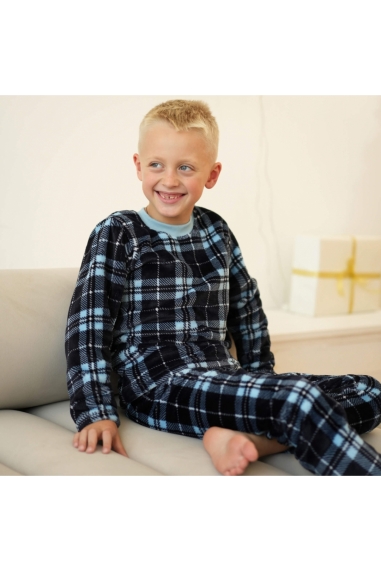 Піжама для хлопчика  Клітинка синій велсофт