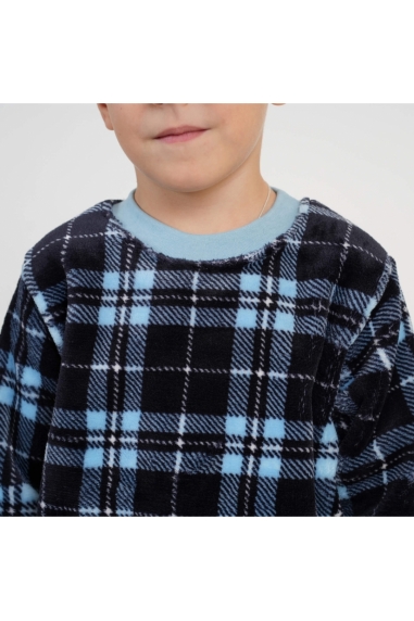 Піжама для хлопчика  Клітинка синій велсофт - 2