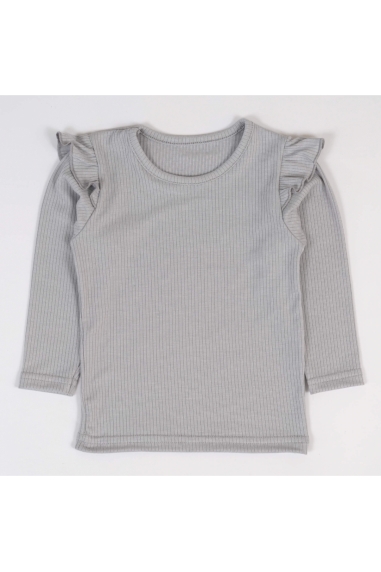 Блуза  для дівчинки однотонна світло-сірий рубчик-мустанг - 2