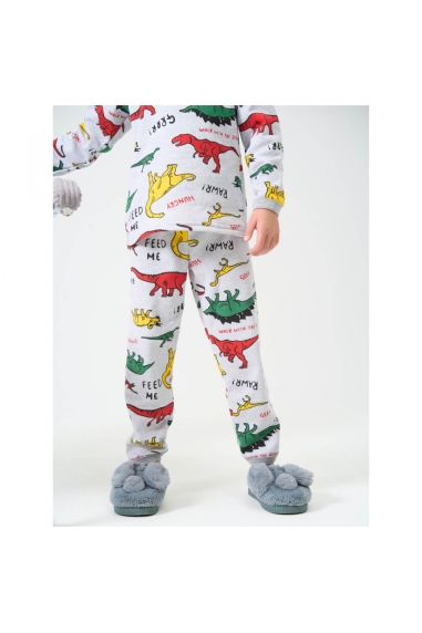 Піжама для хлопчика Діно кольорові сірий начіс(футер) - 2