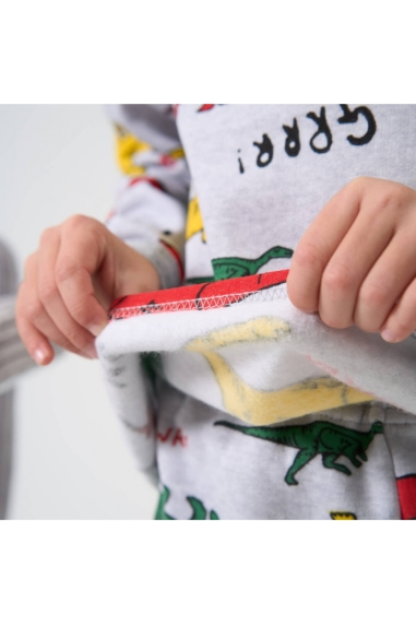 Піжама для хлопчика Діно кольорові сірий начіс(футер) - 4